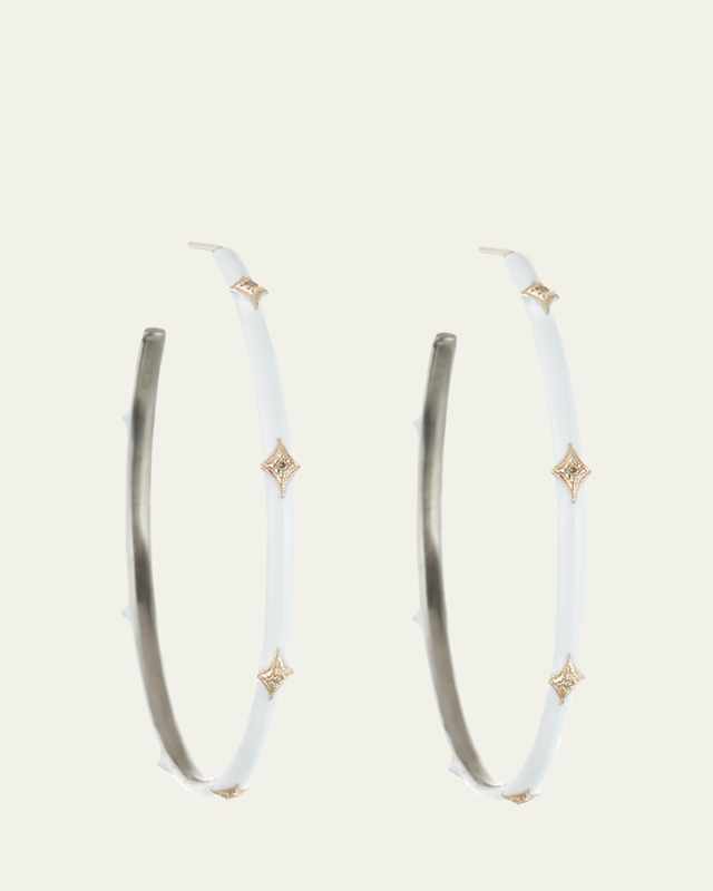 New World Enamel Earrings w/ 14k Gold Crivelli